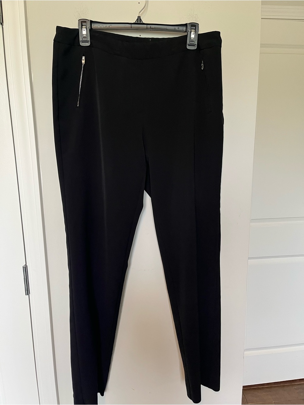 Zac & Rachel Black Straight-Leg Ponte Pants with Zip Pockets